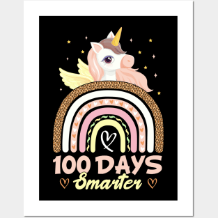 100 Days of School Colorful  Unicorn Lovers Gift For Kids Students And Teacher Posters and Art